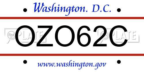 OZO62C District Of Columbia License Plate