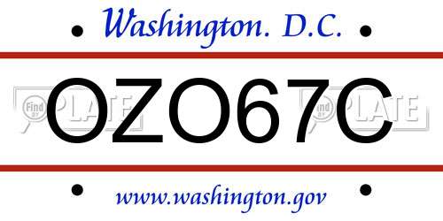 OZO67C District Of Columbia License Plate