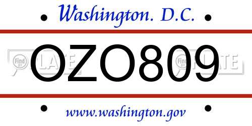 OZO809 District Of Columbia License Plate