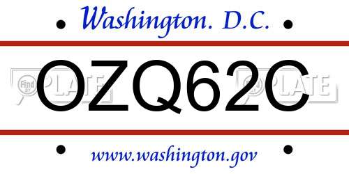 OZQ62C District Of Columbia License Plate