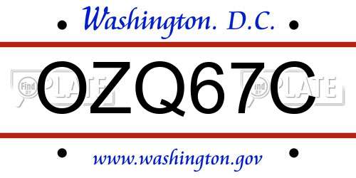OZQ67C District Of Columbia License Plate