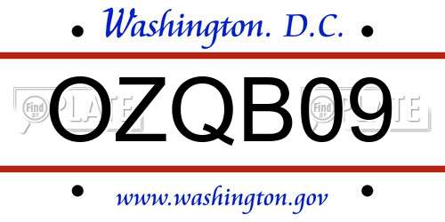 OZQB09 District Of Columbia License Plate