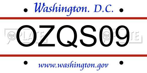 OZQS09 District Of Columbia License Plate