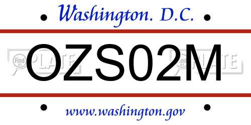 OZS02M District Of Columbia License Plate