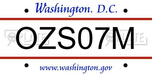OZS07M District Of Columbia License Plate