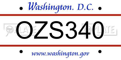 OZS340 District Of Columbia License Plate