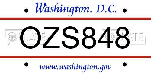OZS848 District Of Columbia License Plate