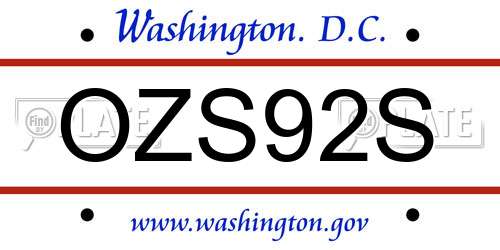 OZS92S District Of Columbia License Plate