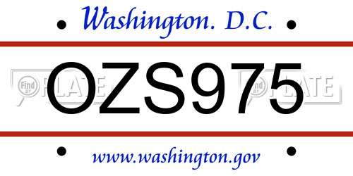 OZS975 District Of Columbia License Plate