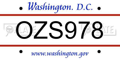 OZS978 District Of Columbia License Plate