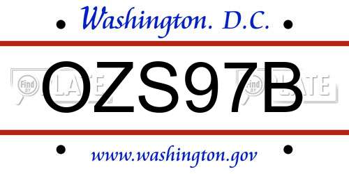 OZS97B District Of Columbia License Plate