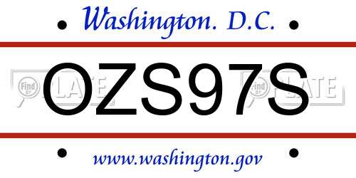 OZS97S District Of Columbia License Plate