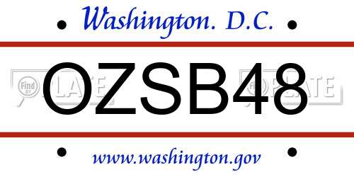 OZSB48 District Of Columbia License Plate