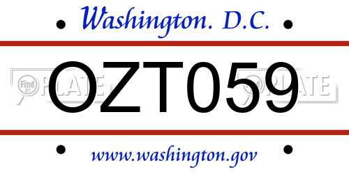 OZT059 District Of Columbia License Plate