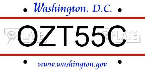 OZT55C District Of Columbia License Plate