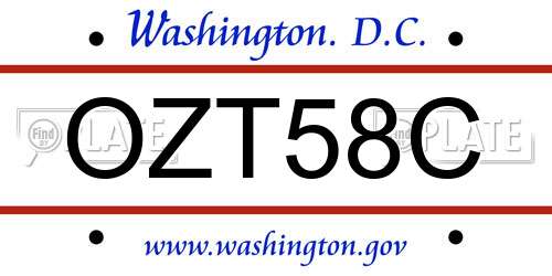 OZT58C District Of Columbia License Plate