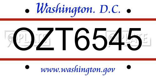 OZT6545 District Of Columbia License Plate