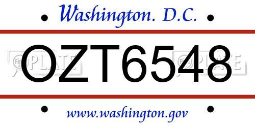 OZT6548 District Of Columbia License Plate