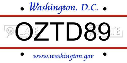 OZTD89 District Of Columbia License Plate