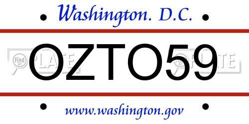 OZTO59 District Of Columbia License Plate