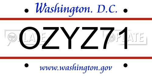 OZYZ71 District Of Columbia License Plate