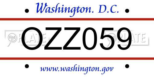 OZZ059 District Of Columbia License Plate