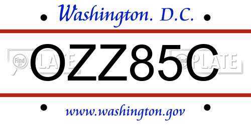OZZ85C District Of Columbia License Plate