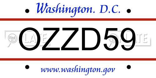 OZZD59 District Of Columbia License Plate