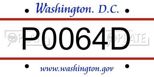 P0064D District Of Columbia License Plate