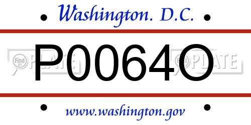 P0064O District Of Columbia License Plate