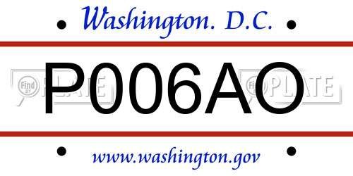 P006AO District Of Columbia License Plate