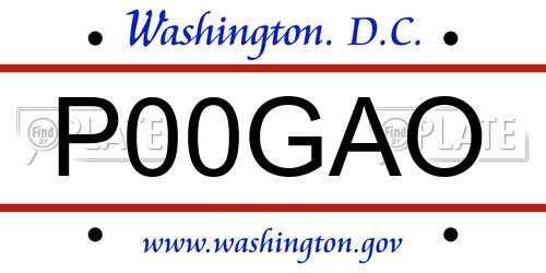 P00GAO District Of Columbia License Plate