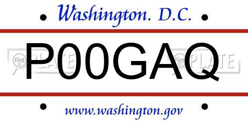 P00GAQ District Of Columbia License Plate