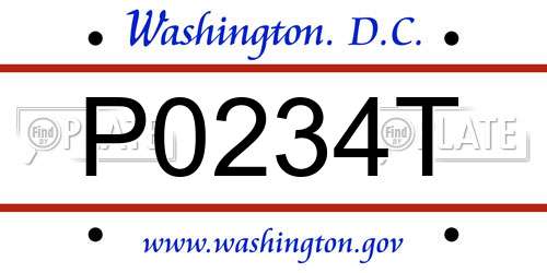 P0234T District Of Columbia License Plate
