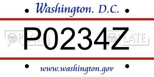 P0234Z District Of Columbia License Plate