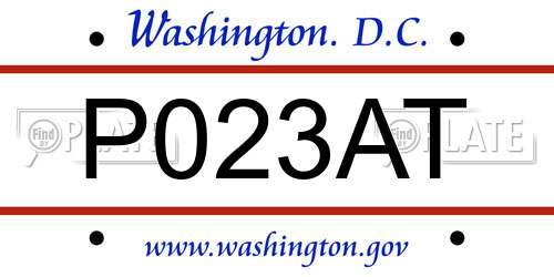 P023AT District Of Columbia License Plate