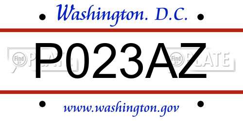 P023AZ District Of Columbia License Plate