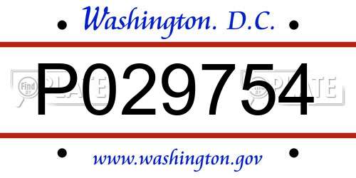 P029754 District Of Columbia License Plate