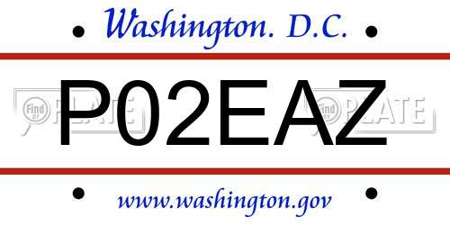 P02EAZ District Of Columbia License Plate