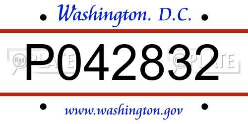 P042832 District Of Columbia License Plate