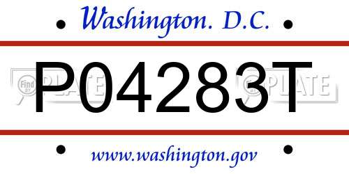 P04283T District Of Columbia License Plate