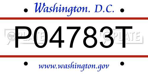 P04783T District Of Columbia License Plate