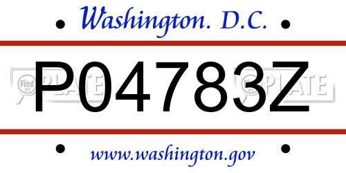 P04783Z District Of Columbia License Plate