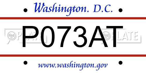 P073AT District Of Columbia License Plate