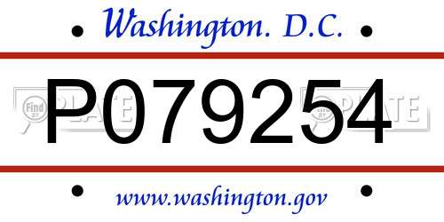 P079254 District Of Columbia License Plate