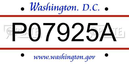 P07925A District Of Columbia License Plate