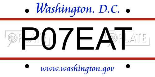 P07EAT District Of Columbia License Plate
