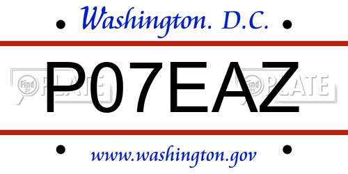 P07EAZ District Of Columbia License Plate