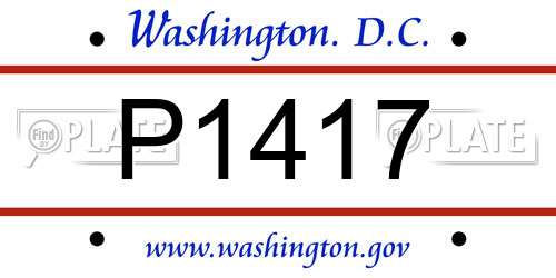 P1417 District Of Columbia License Plate