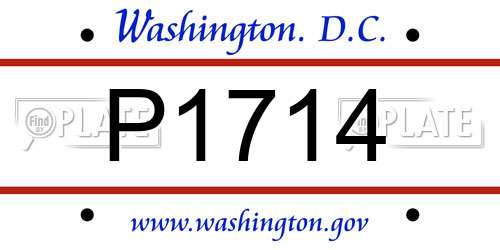 P1714 District Of Columbia License Plate